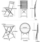3-teiliges, klappbares Bistro-Set aus Metall, wetterbeständiges Sitzset für drinnen und draußen, für Terrasse, Garten
