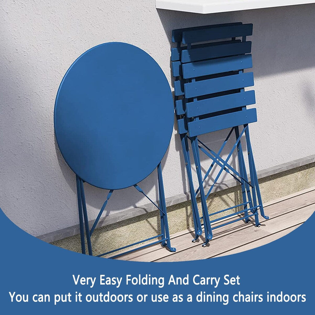 3-teiliges, klappbares Bistro-Set aus Metall, wetterbeständiges Sitzset für drinnen und draußen, für Terrasse, Garten