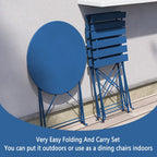 3-teiliges, klappbares Bistro-Set aus Metall, wetterbeständiges Sitzset für drinnen und draußen, für Terrasse, Garten