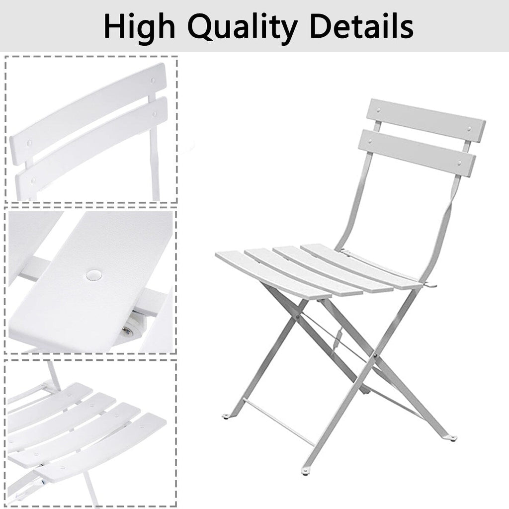 3-teiliges, klappbares Bistro-Set aus Metall, wetterbeständiges Sitzset für drinnen und draußen, für Terrasse, Garten