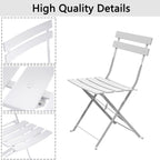 3-teiliges, klappbares Bistro-Set aus Metall, wetterbeständiges Sitzset für drinnen und draußen, für Terrasse, Garten