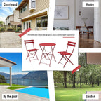 3-teiliges, klappbares Bistro-Set aus Metall, wetterbeständiges Sitzset für drinnen und draußen, für Terrasse, Garten