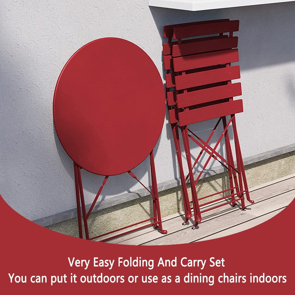 3-teiliges, klappbares Bistro-Set aus Metall, wetterbeständiges Sitzset für drinnen und draußen, für Terrasse, Garten