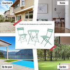 3-teiliges, klappbares Bistro-Set aus Metall, wetterbeständiges Sitzset für drinnen und draußen, für Terrasse, Garten