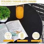 3-teiliges, klappbares Bistro-Set aus Metall, wetterbeständiges Sitzset für drinnen und draußen, für Terrasse, Garten