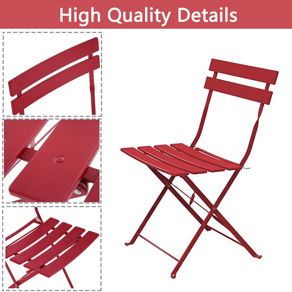 3-teiliges, klappbares Bistro-Set aus Metall, wetterbeständiges Sitzset für drinnen und draußen, für Terrasse, Garten