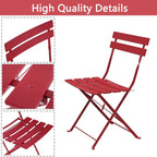 3-teiliges, klappbares Bistro-Set aus Metall, wetterbeständiges Sitzset für drinnen und draußen, für Terrasse, Garten