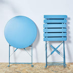 3-teiliges, klappbares Bistro-Set aus Metall, wetterbeständiges Sitzset für drinnen und draußen, für Terrasse, Garten