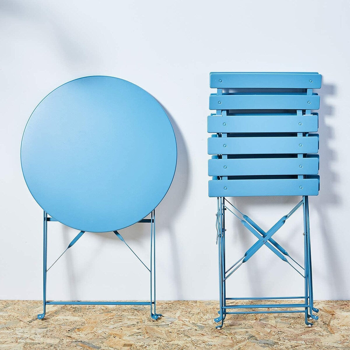 3-teiliges, klappbares Bistro-Set aus Metall, wetterbeständiges Sitzset für drinnen und draußen, für Terrasse, Garten