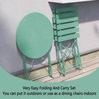 3-teiliges, klappbares Bistro-Set aus Metall, wetterbeständiges Sitzset für drinnen und draußen, für Terrasse, Garten