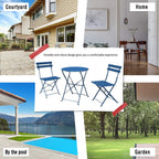 3-teiliges, klappbares Bistro-Set aus Metall, wetterbeständiges Sitzset für drinnen und draußen, für Terrasse, Garten