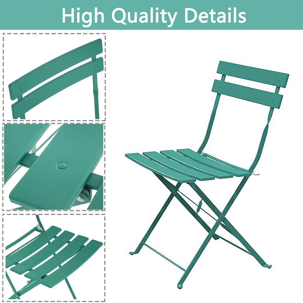 3-teiliges, klappbares Bistro-Set aus Metall, wetterbeständiges Sitzset für drinnen und draußen, für Terrasse, Garten