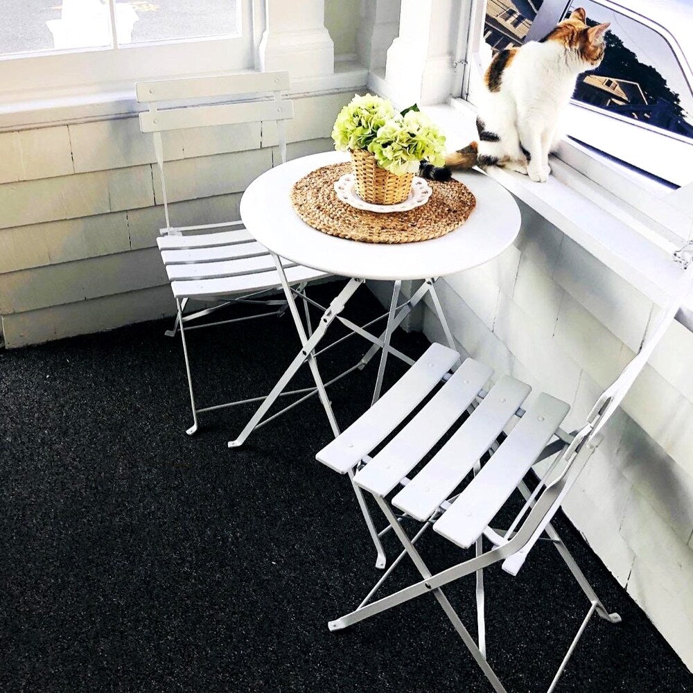 3-teiliges, klappbares Bistro-Set aus Metall, wetterbeständiges Sitzset für drinnen und draußen, für Terrasse, Garten