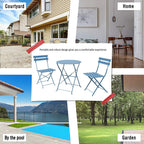 3-teiliges, klappbares Bistro-Set aus Metall, wetterbeständiges Sitzset für drinnen und draußen, für Terrasse, Garten