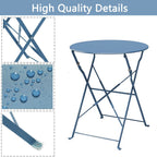 3-teiliges, klappbares Bistro-Set aus Metall, wetterbeständiges Sitzset für drinnen und draußen, für Terrasse, Garten