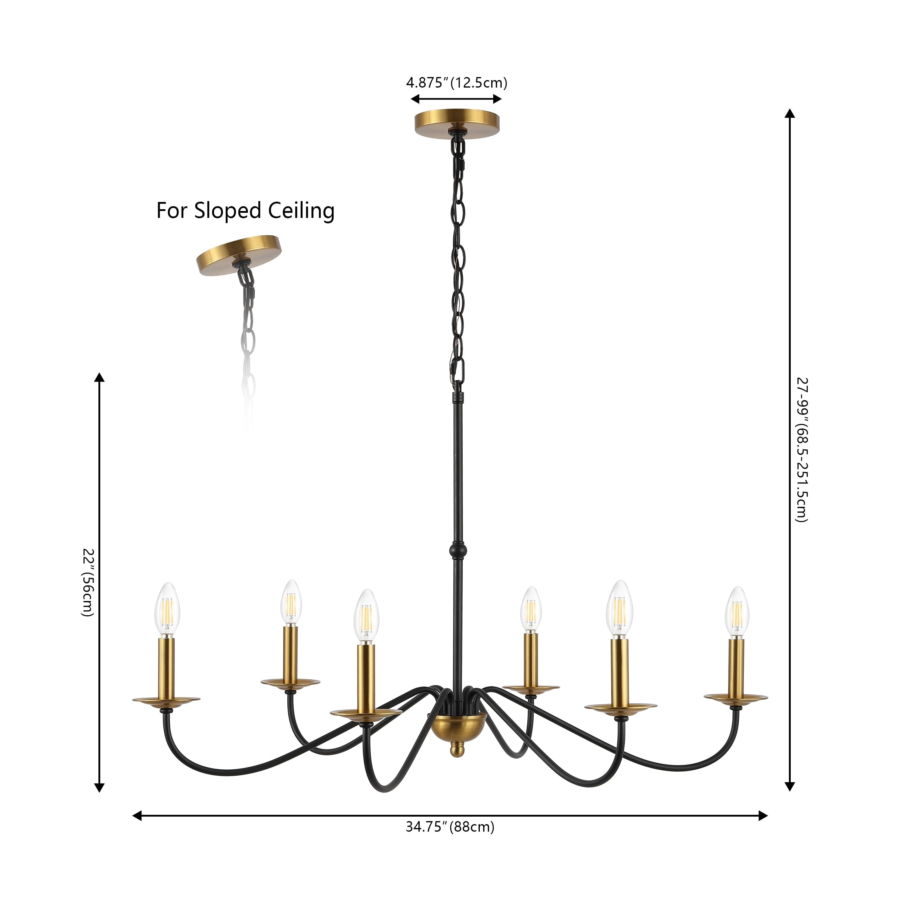 34,75 € 6-flammiger LED-Kronleuchter aus Eisen, von JONATHAN Y