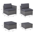5-teiliges Outdoor-Ecksofa-Set aus Rattan mit Kissen