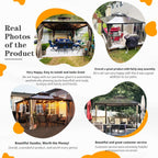 EROMMY Pavillon mit festem Dach, Pergola mit Doppeldach, Netz und Vorhängen, robuste Überdachung für Terrasse, Garten und Poolpartys