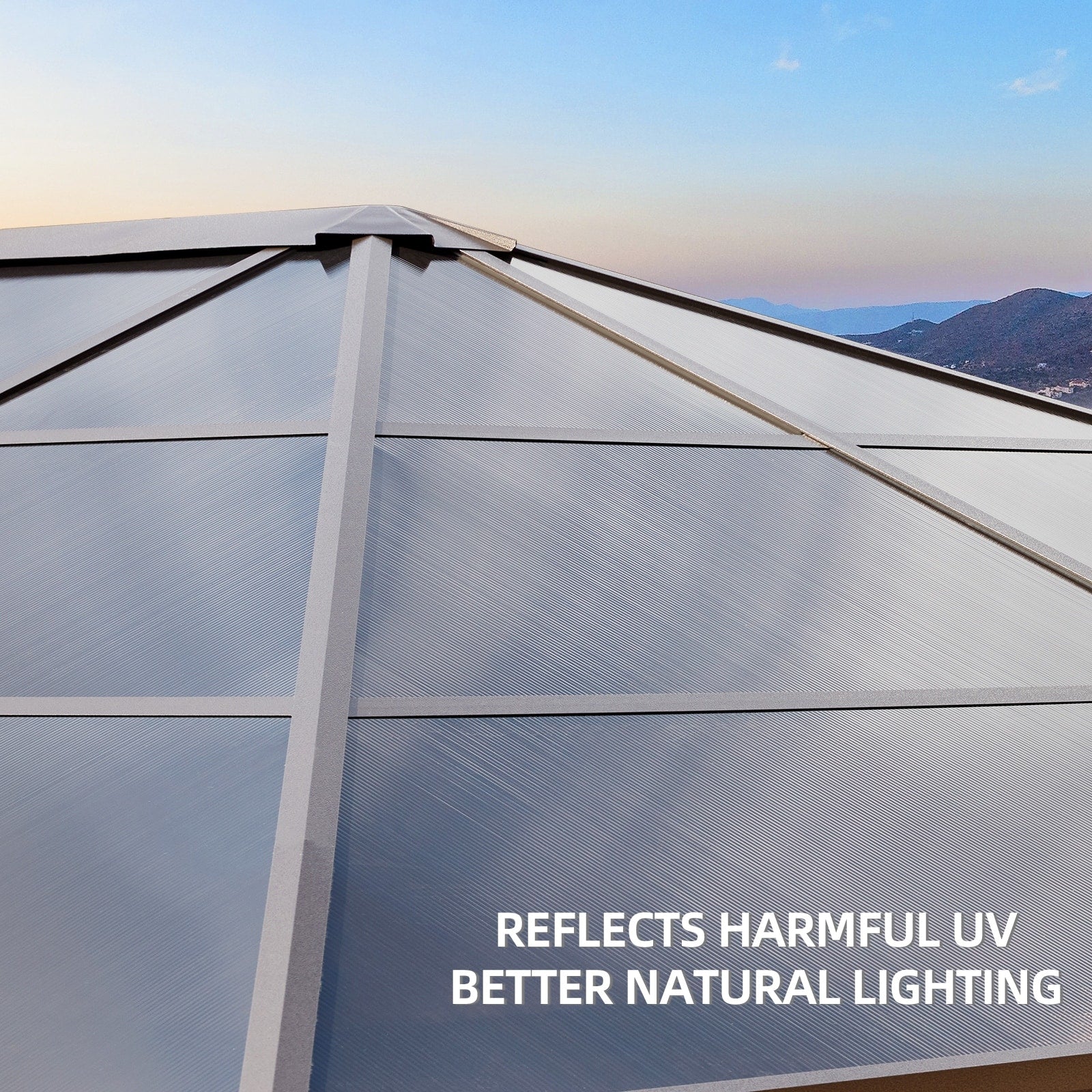 EROMMY Pavillon mit festem Dach, Pergola mit Doppeldach, Netz und Vorhängen, robuste Überdachung für Terrasse, Garten und Poolpartys