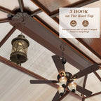 EROMMY Pavillon mit festem Dach, Pergola mit Doppeldach, Netz und Vorhängen, robuste Überdachung für Terrasse, Garten und Poolpartys