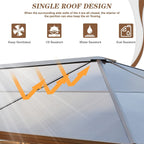 EROMMY Pavillon mit festem Dach, Pergola mit Doppeldach, Netz und Vorhängen, robuste Überdachung für Terrasse, Garten und Poolpartys