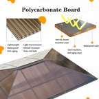 EROMMY Pavillon mit festem Dach, Pergola mit Doppeldach, Netz und Vorhängen, robuste Überdachung für Terrasse, Garten und Poolpartys