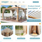 EROMMY Pergola-Pavillon mit verstellbarem, regensicherem Aluminiumdach
