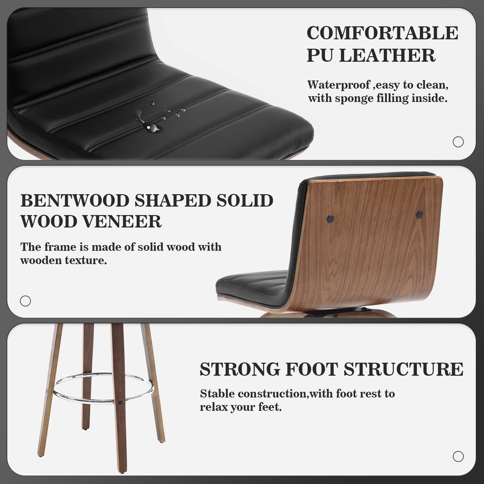26/29 Barhocker/Tresenhocker aus Kunstleder, drehbar, 2er-/3er-Set