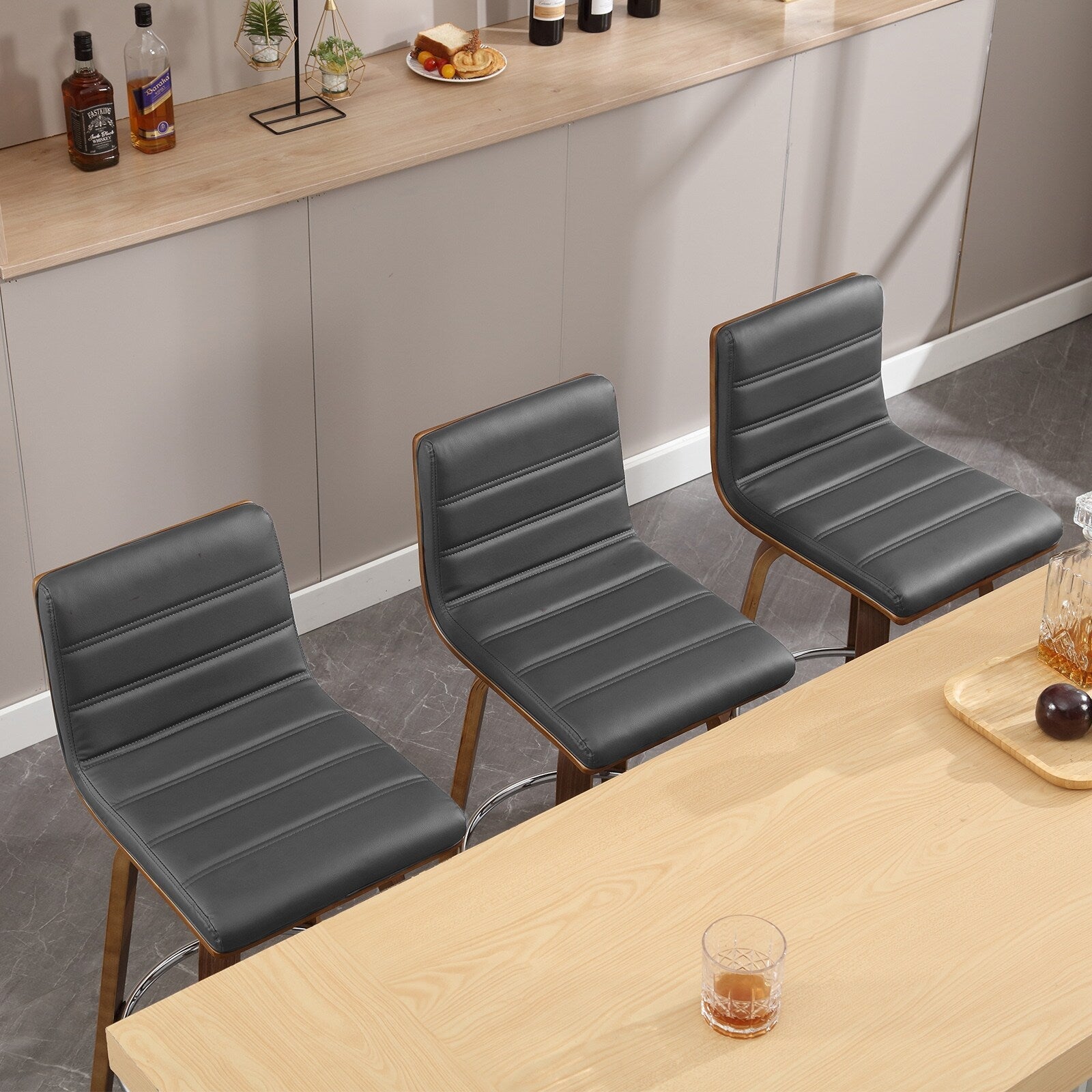 26/29 Barhocker/Tresenhocker aus Kunstleder, drehbar, 2er-/3er-Set