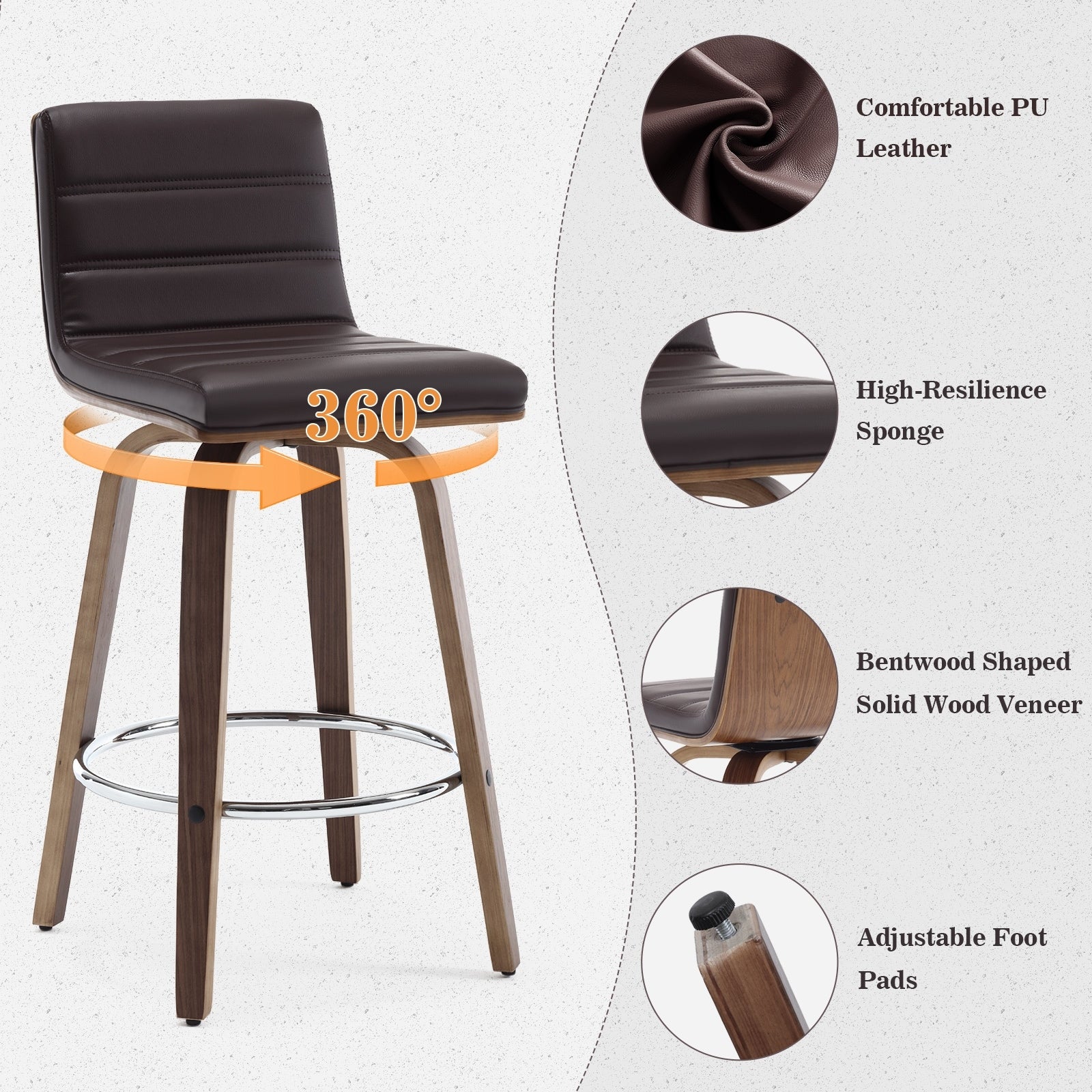 26/29 Barhocker/Tresenhocker aus Kunstleder, drehbar, 2er-/3er-Set
