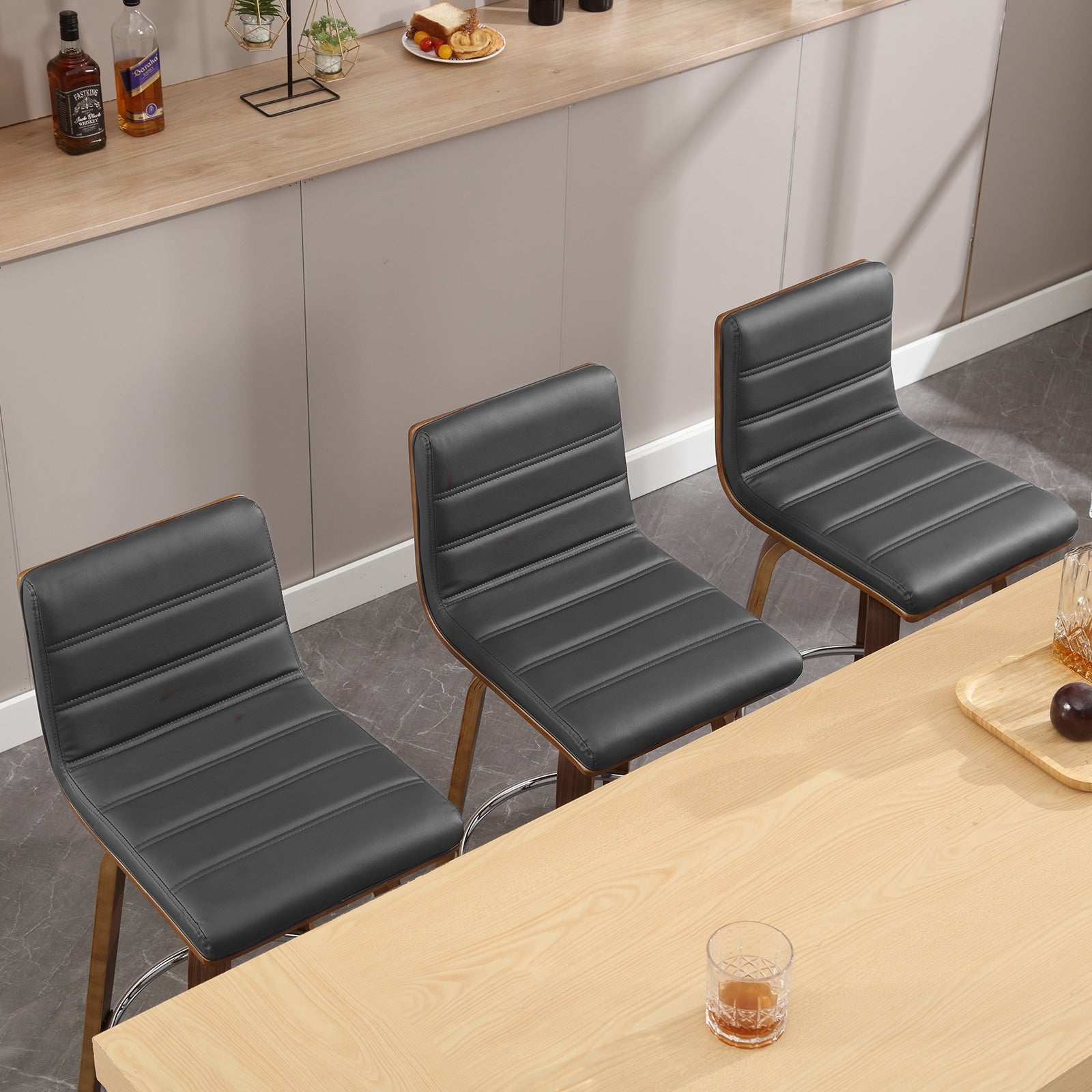 26/29 Barhocker/Tresenhocker aus Kunstleder, drehbar, 2er-/3er-Set