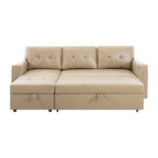 Wendbares Ecksofa mit ausziehbarem Schlafsofa, versteckter Stauraum-Chaiselongue und robusten Beinen