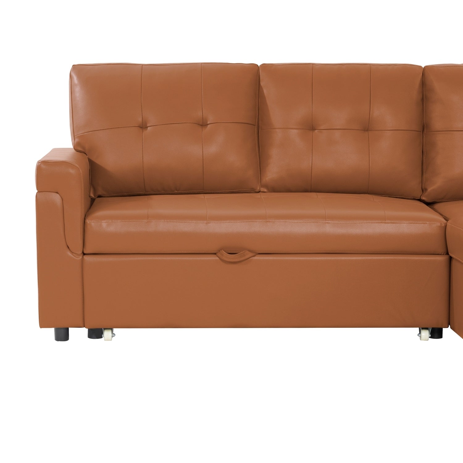 Wendbares Ecksofa mit ausziehbarem Schlafsofa, versteckter Stauraum-Chaiselongue und robusten Beinen