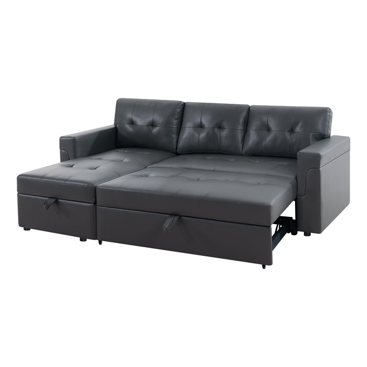 Wendbares Ecksofa mit ausziehbarem Schlafsofa, versteckter Stauraum-Chaiselongue und robusten Beinen