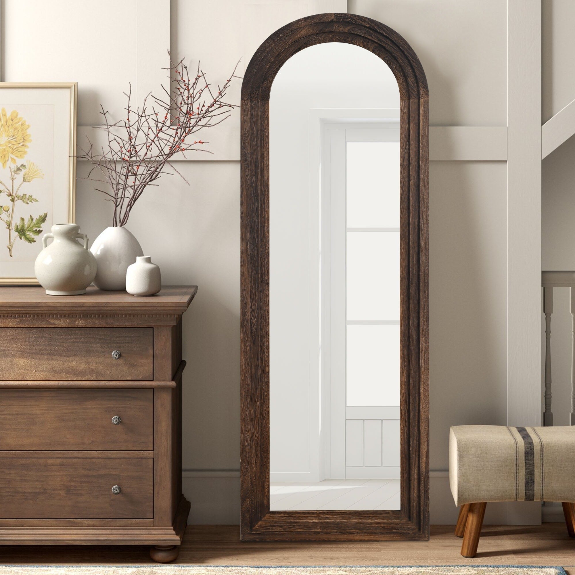 Dovelina Rustikaler, gewölbter Ganzkörperspiegel aus Altholz