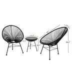 Corvus Sarcelles 3-teiliges modernes Bistro-Set aus Korbgeflecht im Acapulco-Stil
