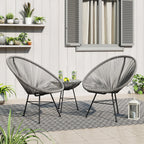 Corvus Sarcelles 3-teiliges modernes Bistro-Set aus Korbgeflecht im Acapulco-Stil