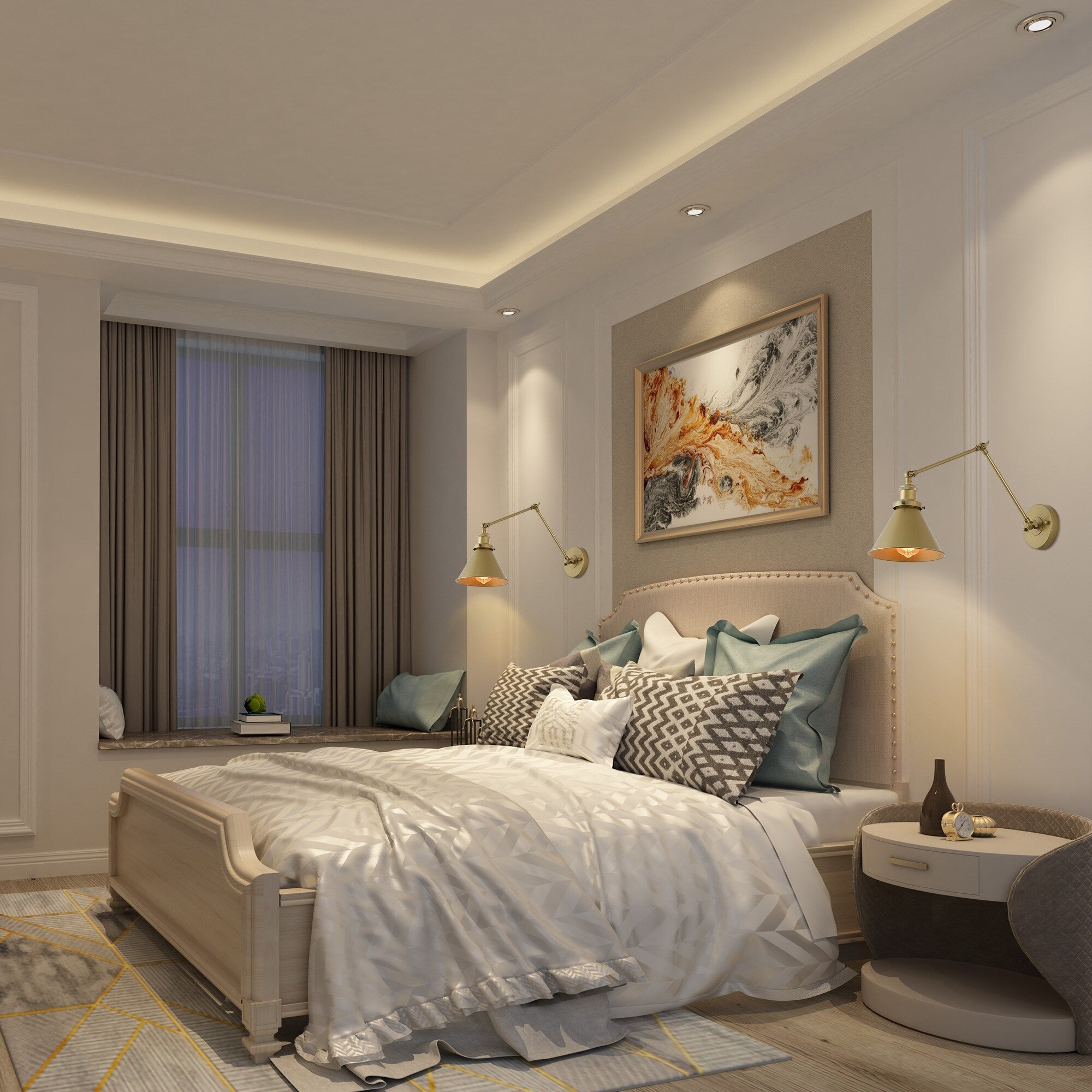 2er-Set moderne Schwenkarmleuchten, verstellbare, festverdrahtete Wandleuchten mit Stecker