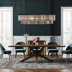 47 Zoll (119 cm) großer, moderner Kristall-Kronleuchter in Rauchgrau und Schwarz, zweistufige lineare Pendelleuchte für Kücheninseln und Esszimmer