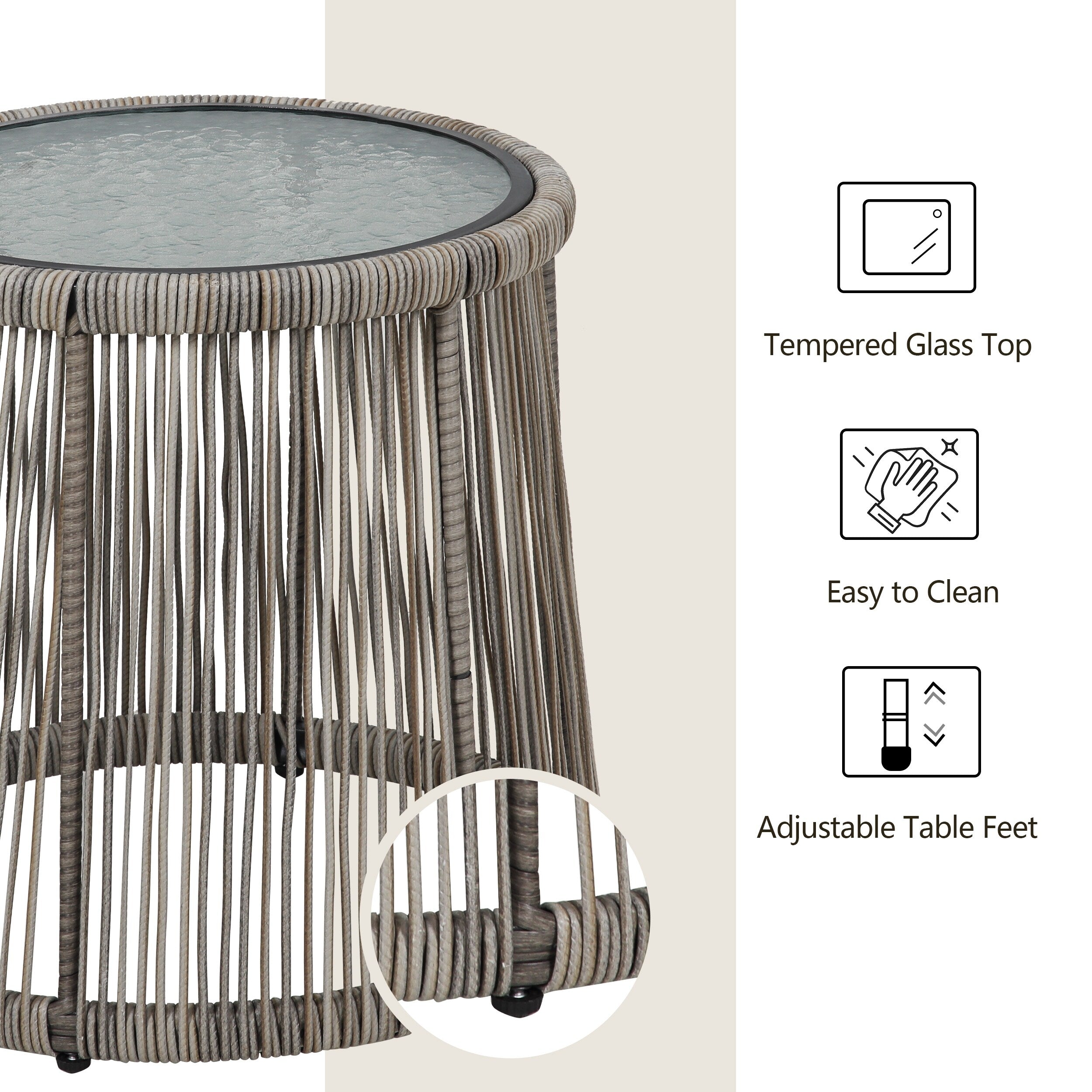 3-teiliges Bistro-Set aus Rattan für den Außenbereich, wetterfeste Rattanmöbel, Terrassenstühle mit Kissen