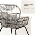 3-teiliges Bistro-Set aus Rattan für den Außenbereich, wetterfeste Rattanmöbel, Terrassenstühle mit Kissen