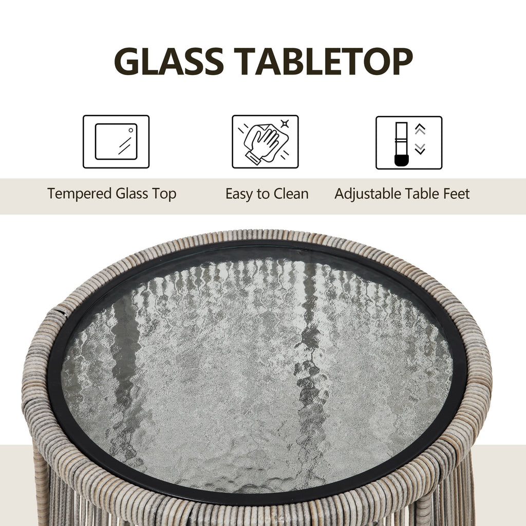 3-teiliges Bistro-Set aus Rattan für den Außenbereich, wetterfeste Rattanmöbel, Terrassenstühle mit Kissen