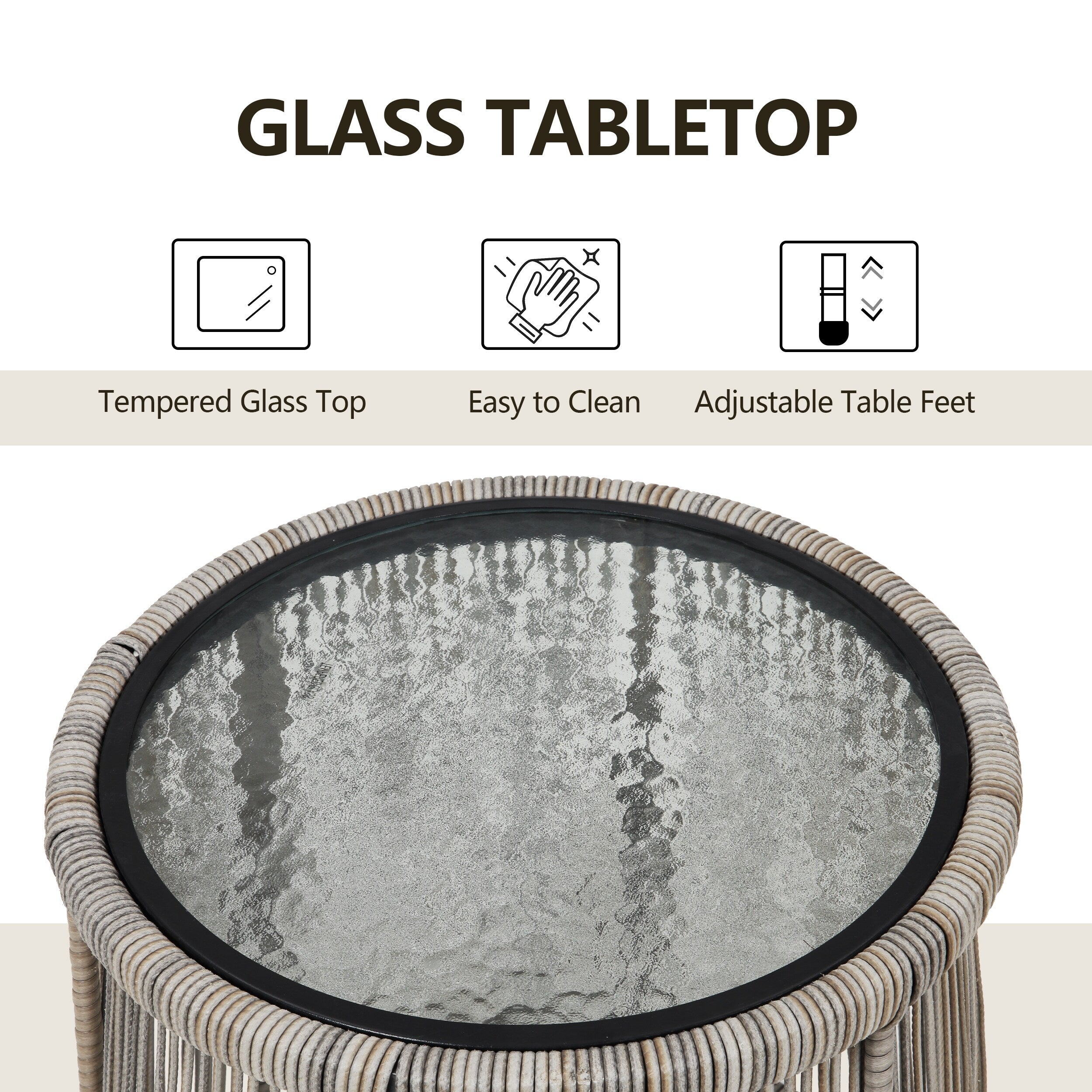 3-teiliges Bistro-Set aus Rattan für den Außenbereich, wetterfeste Rattanmöbel, Terrassenstühle mit Kissen