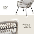 3-teiliges Bistro-Set aus Rattan für den Außenbereich, wetterfeste Rattanmöbel, Terrassenstühle mit Kissen