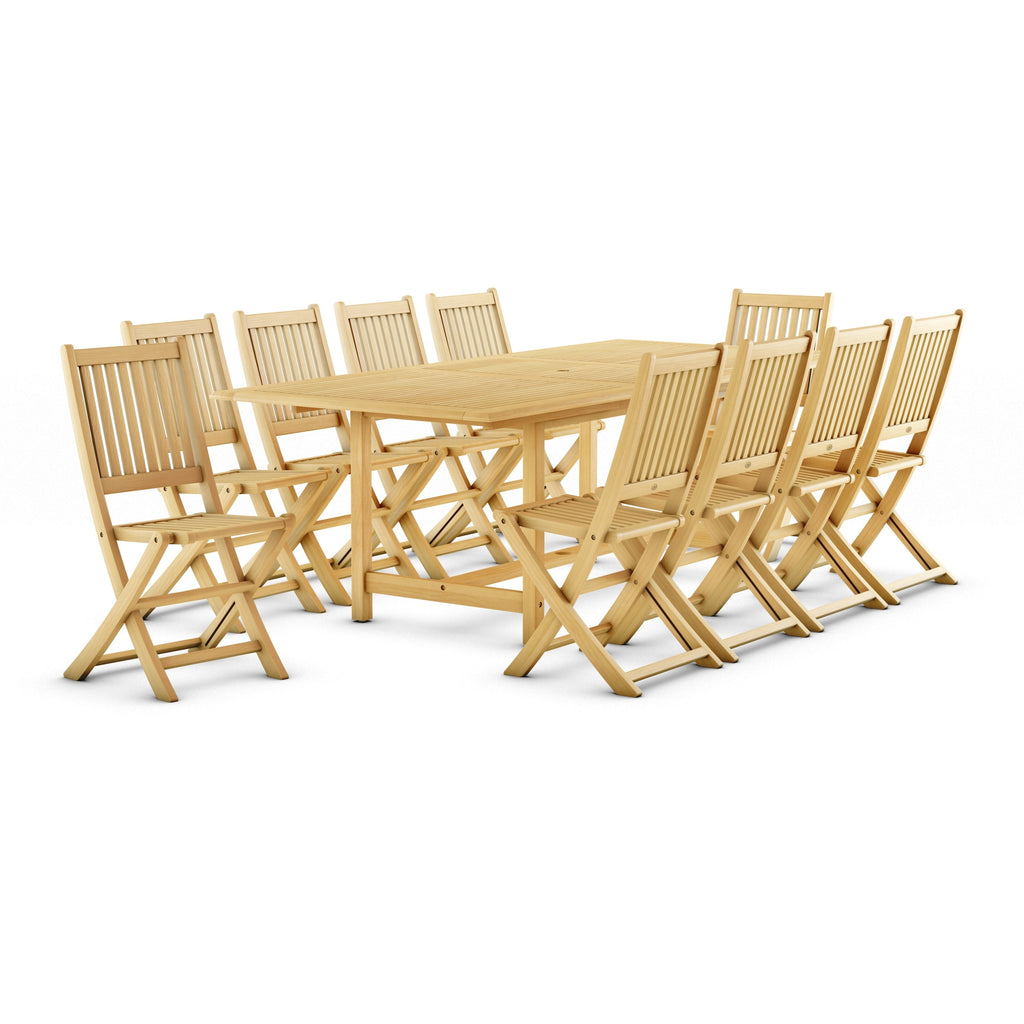 Amazonia 11-teiliges FSC-zertifiziertes Teakholz-Gartenmöbelset – für 10 bis 11 Personen