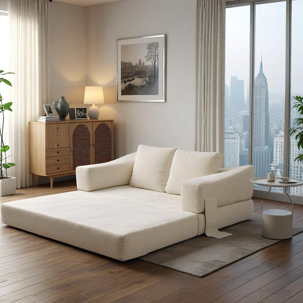 70,87 Gepolstertes Schlafsofa, ausziehbarer Sessel, bequemes Sofa für Wohnzimmer und Schlafzimmer, Chenille-Stoff