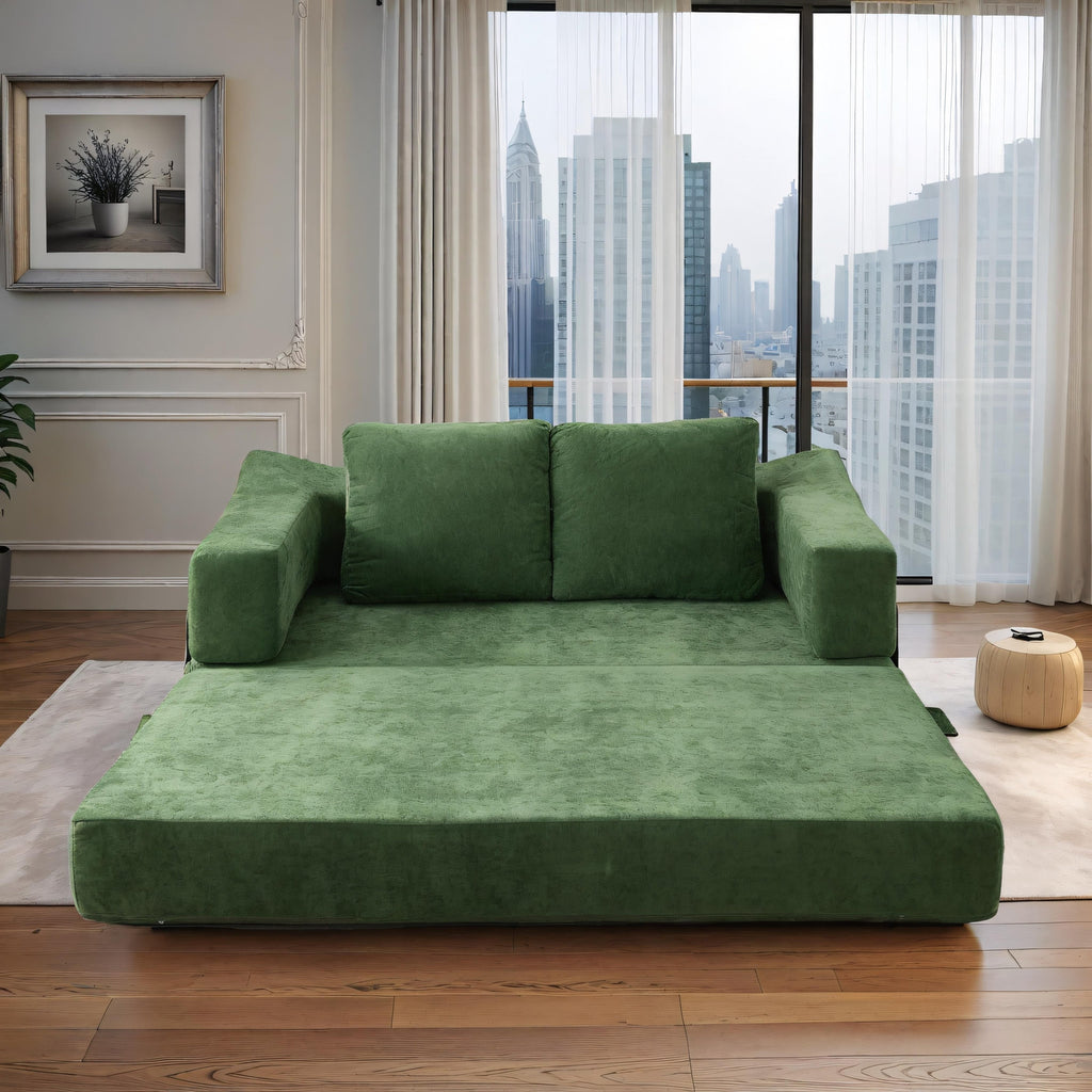 70,87 Gepolstertes Schlafsofa, ausziehbarer Sessel, bequemes Sofa für Wohnzimmer und Schlafzimmer, Chenille-Stoff