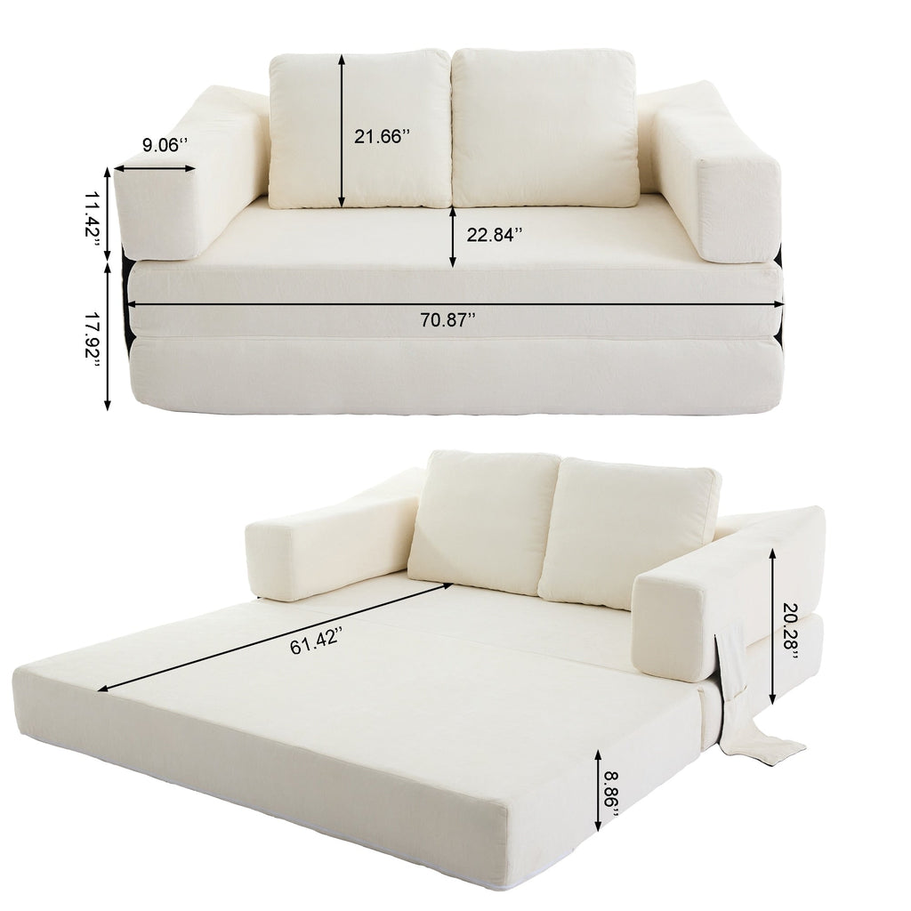 70,87 Gepolstertes Schlafsofa, ausziehbarer Sessel, bequemes Sofa für Wohnzimmer und Schlafzimmer, Chenille-Stoff