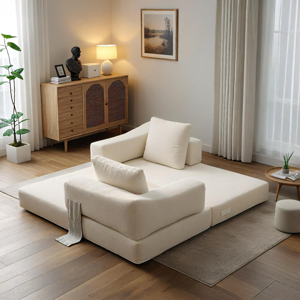 70,87 Gepolstertes Schlafsofa, ausziehbarer Sessel, bequemes Sofa für Wohnzimmer und Schlafzimmer, Chenille-Stoff