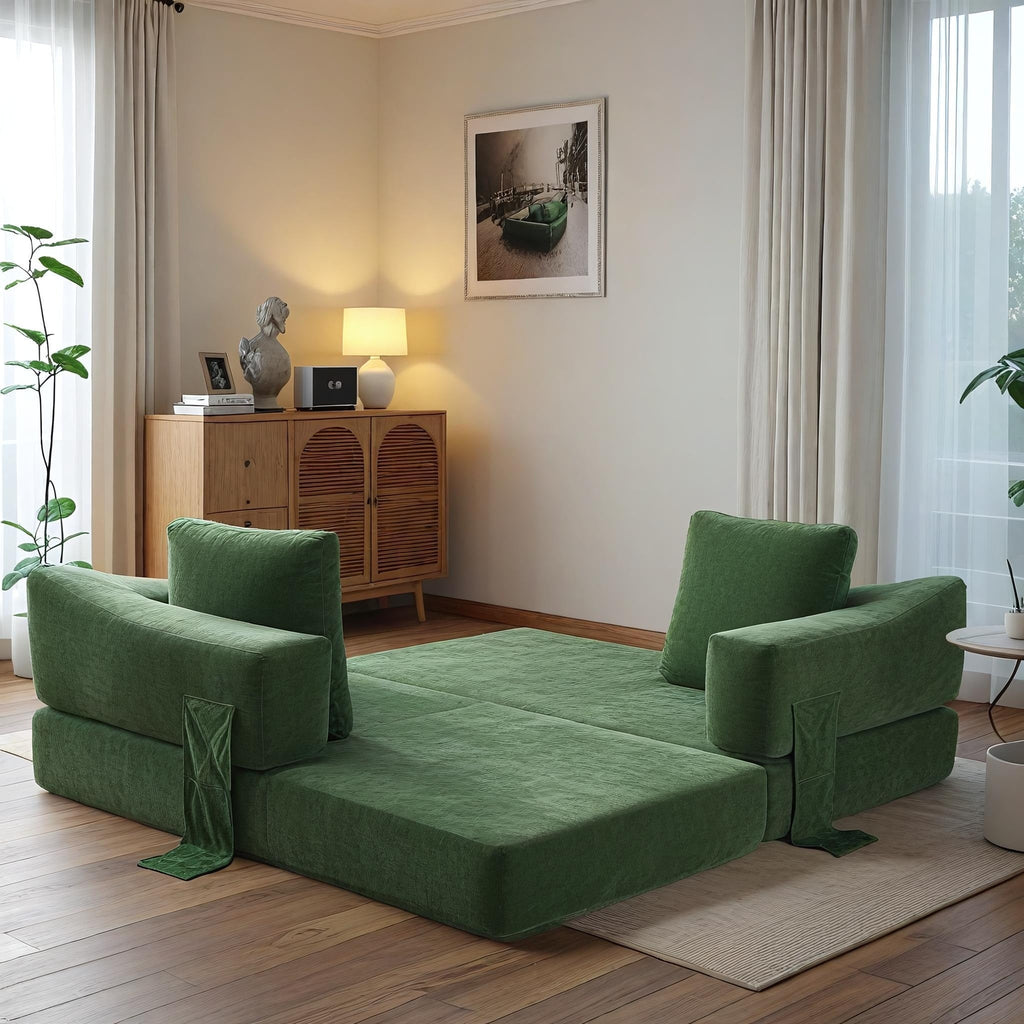 70,87 Gepolstertes Schlafsofa, ausziehbarer Sessel, bequemes Sofa für Wohnzimmer und Schlafzimmer, Chenille-Stoff